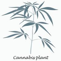 simplicidad planta de cannabis dibujo a mano alzada diseño plano. vector