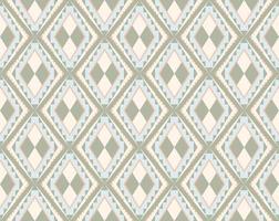 Ethnic folk geometric seamless pattern in pastel green and cyan tone in vector illustration design for fabric, mat, carpet, scarf, wrapping paper, tile and more