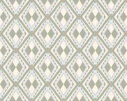 Ethnic folk geometric seamless pattern in pastel green and cyan tone in vector illustration design for fabric, mat, carpet, scarf, wrapping paper, tile and more