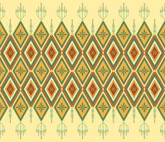 Ethnic folk geometric seamless pattern in red, green and yellow tone in vector illustration design for fabric, mat, carpet, scarf, wrapping paper, tile and more