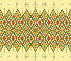 Ethnic folk geometric seamless pattern in red, green and yellow tone in vector illustration design for fabric, mat, carpet, scarf, wrapping paper, tile and more