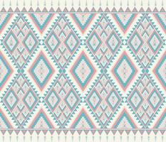 Ethnic folk geometric seamless pattern in pastel red and cyan tone in vector illustration design for fabric, mat, carpet, scarf, wrapping paper, tile and more