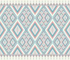 Ethnic folk geometric seamless pattern in pastel red and cyan tone in vector illustration design for fabric, mat, carpet, scarf, wrapping paper, tile and more