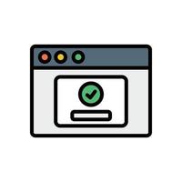 Browser, web site, check mark, password vector icon illustration