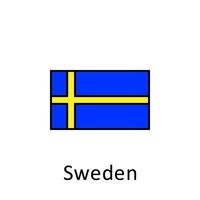 National flag of Sweden in simple colors with name vector icon illustration