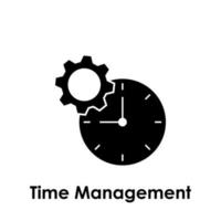 clock, gear, time management vector icon illustration