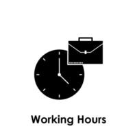 clock, diplomat, working hours vector icon illustration