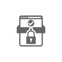 Data security, database protection lock, website lock, website safety, website security check vector icon illustration