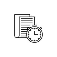 Time management, clock, document, timer, deadline vector icon illustration