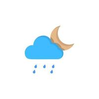 Cloud crescent light rain drops vector icon illustration