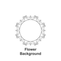 Flower round background, hand drawn in round vector icon illustration