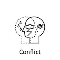 Human internal conflict in mind vector icon illustration