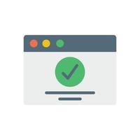 Browser, web site, check mark, approve vector icon illustration