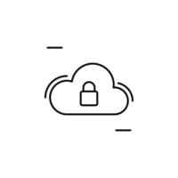 Cloud, lock, networking vector icon illustration