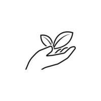 leaf, organic, hand vector icon illustration