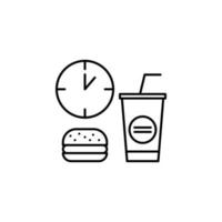 Time management, break, clock, fast food, relax, time vector icon illustration