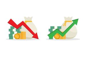 Money up and down, money profit and loss vector illustration design