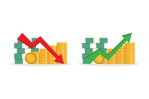 Money up and down, money profit and loss vector illustration design