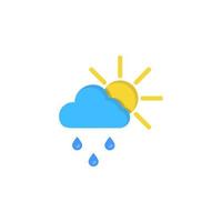 Cloud sun rain drops vector icon illustration