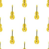 Seamless pattern with illustration of musical instrument violin in cutting style yellow color on white background vector