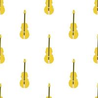 Seamless pattern with illustration of musical instrument violin in cutting style yellow color on white background vector