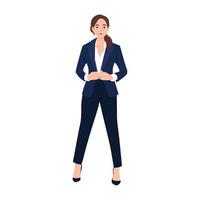 Elegant pretty business woman in formal clothes. Base wardrobe, feminine corporate dress code. Collection of full length portraits of business woman vector