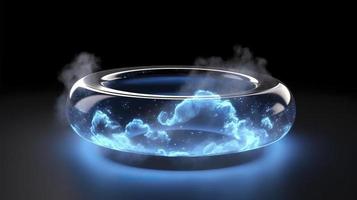 3d blue cloud ring in the air, in the style of luminous light effects, mysterious space, generat ai photo