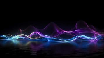 abstract background with glowing purple and golden and blue wavy lines, generate ai photo