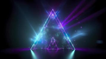 neon triangle background isolated on dark background, vector illustration, style zachowcin, in the style of neon and fluorescent light, neon realism, generat ai photo