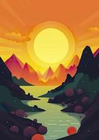 Vintage sun retro background. Trendy with bright colours perfect for poster, wallpaper, banner and backdrop, sunrise with sun beams, generate ai photo