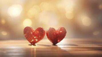wooden heart silhouette in front of a white background, in the style of bokeh panorama, light red and crimson, romantic soft focus and ethereal light, two dimensional, generat ai photo