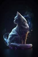 galaxies, spirals, space, nebulae, stars, smoke, iridescent, intricate detail, in the shape of a kitten, octane render, 8k, generat ai photo