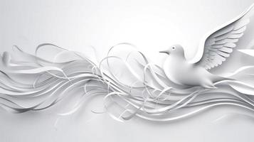 a white paper background with waves, in the style of clear and precise bird art, neue sachlichkeit, monochromatic mastery, generat ai photo