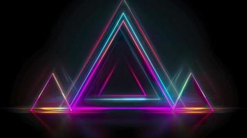 neon triangle background isolated on dark background, vector illustration, style zachowcin, in the style of neon and fluorescent light, neon realism, generat ai photo