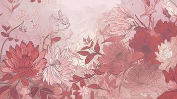 watercolor floral arrangement and watercolor background on a pink background, in the style of trace monotone, high resolution, light red and light pink, generat ai photo