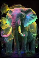 an image of an elephant surrounded by other colors, in the style of translucent resin waves, retro filters, realistic lighting, generate ai photo