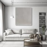 white and empty canvas mockup in living room, generat ai photo