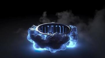 3d blue cloud ring in the air, in the style of luminous light effects, mysterious space, generat ai photo