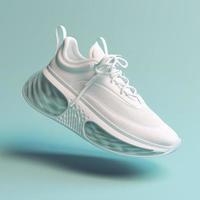 future sneakers are isolated on white background. Fashionable stylish sports casual shoes. Creative minimalistic layout with footwear, generate ai photo