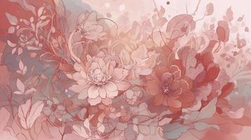 watercolor floral arrangement and watercolor background on a pink background, in the style of trace monotone, high resolution, light red and light pink, generat ai photo