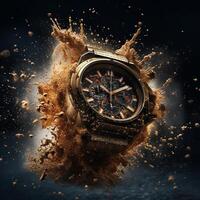 ai generativo poderoso explosión y diseñador reloj en comercial fotografía foto