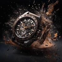 Powerful Explosion and Designer Watch in Commercial graphy photo