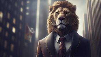 lion ceo, digital art illustration, photo