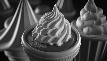 monochrome ice cream, digital art illustration, photo