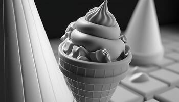 monochrome ice cream, digital art illustration, photo