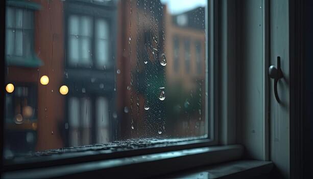 raindrops on window, digital art illustration, photo