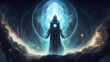 spiritual sentinel depict, digital art illustration, photo