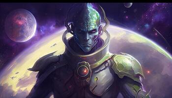 galactic caretaker, digital art illustration, photo