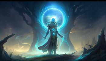 spiritual sentinel depict, digital art illustration, photo
