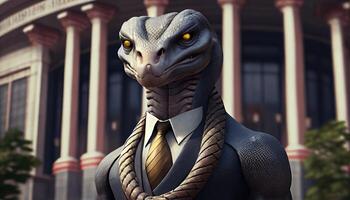 snake lawyer, digital art illustration, photo